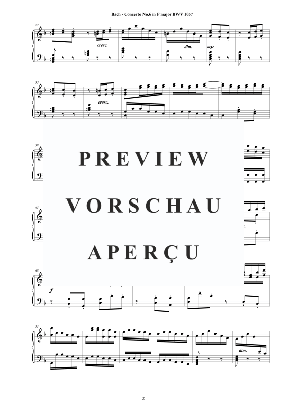 Produktgalerie: Seite 3 von 11 Konzert Nr. 6 in F-Dur BWV 1057, , Klavier Solo