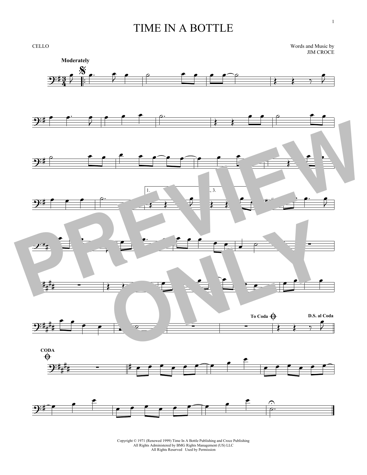 Produktgalerie: Seite 1 von 1 Time In A Bottle, Jim Croce, Violoncello