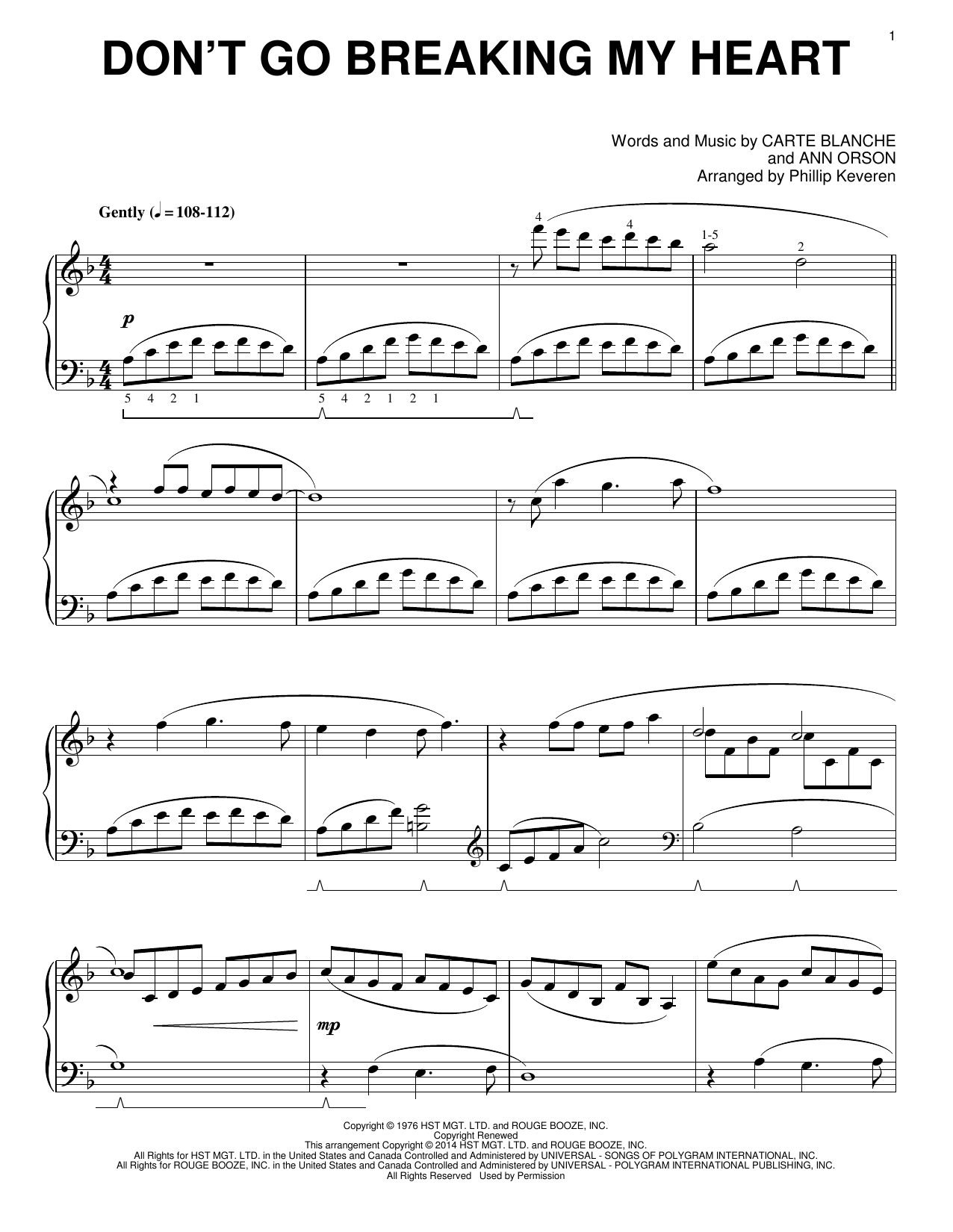 Product picture to: Don't Go Breaking My Heart [Classical version] (arr. Phillip Keveren)