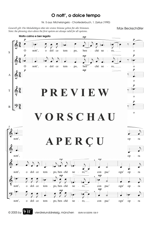 gallery: O nott´ o dolce tempo, , Gemischter Chor SSATB