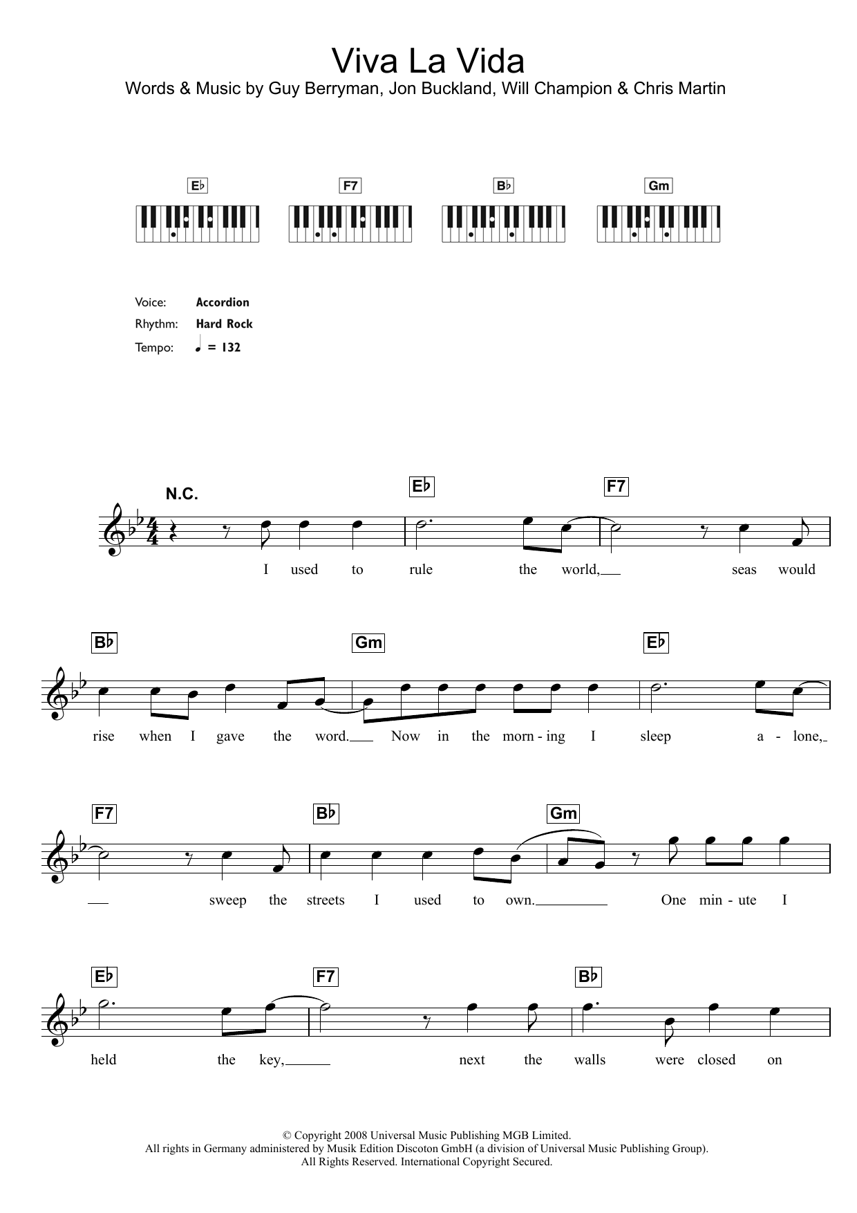 Produktgalerie: Seite 1 von 1 Viva La Vida, Coldplay, Klavier