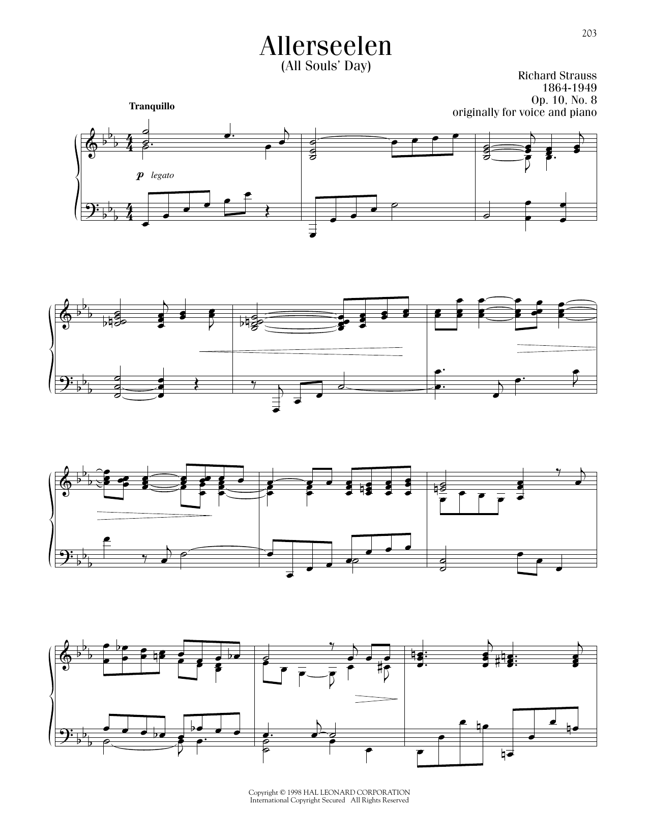Produktbild zu: Allerseelen, Op. 10 (All Souls' Day)