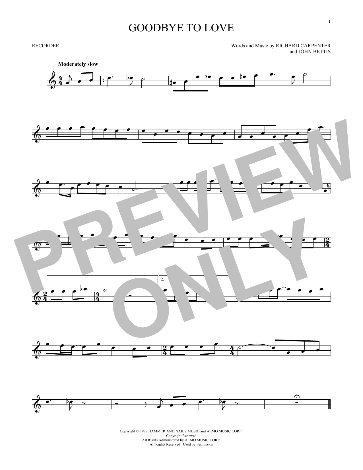 Product gallery: Page 1 of 1 Goodbye To Love, Carpenters