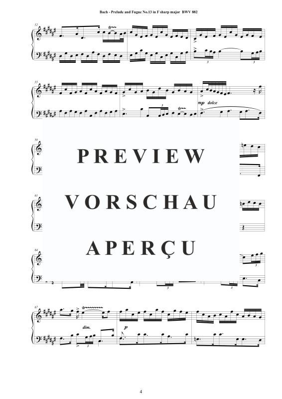 Product gallery: Page 5 of 9 Prelude and Fugue No. 13 in F sharp major BWV 882, , Solo Piano