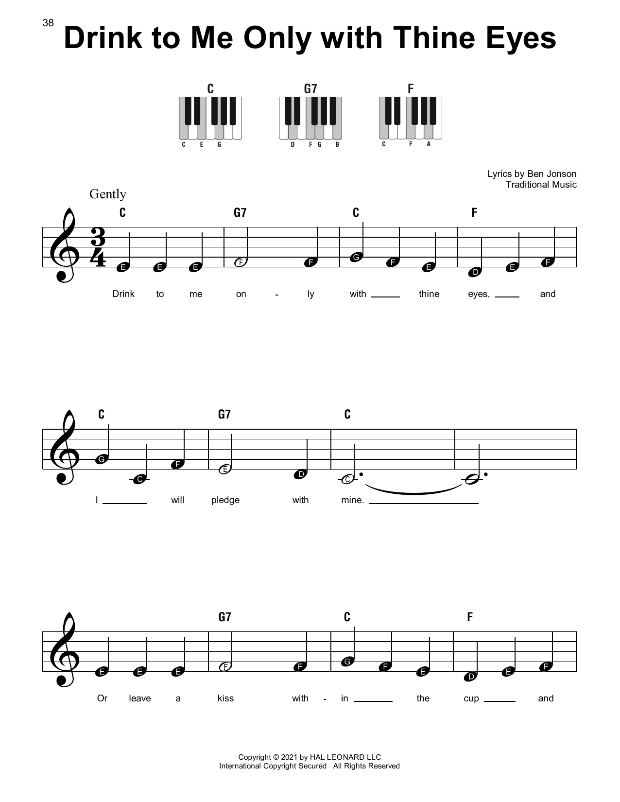 Produktgalerie: Seite 1 von 1 Drink To Me Only With Thine Eyes, Ben Jonson, Klavier