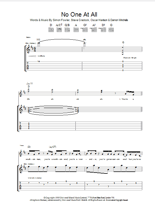 Produktgalerie: Seite 1 von 1 No One At All, Ocean Colour Scene, Gitarre