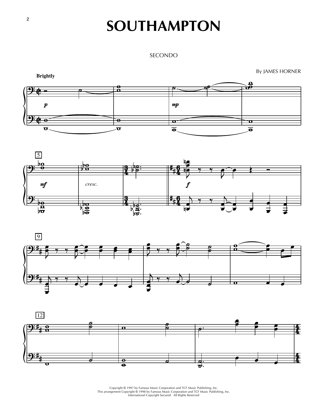 Produktgalerie: Seite 1 von 1 Southampton (from Titanic), James Horner, Klavier