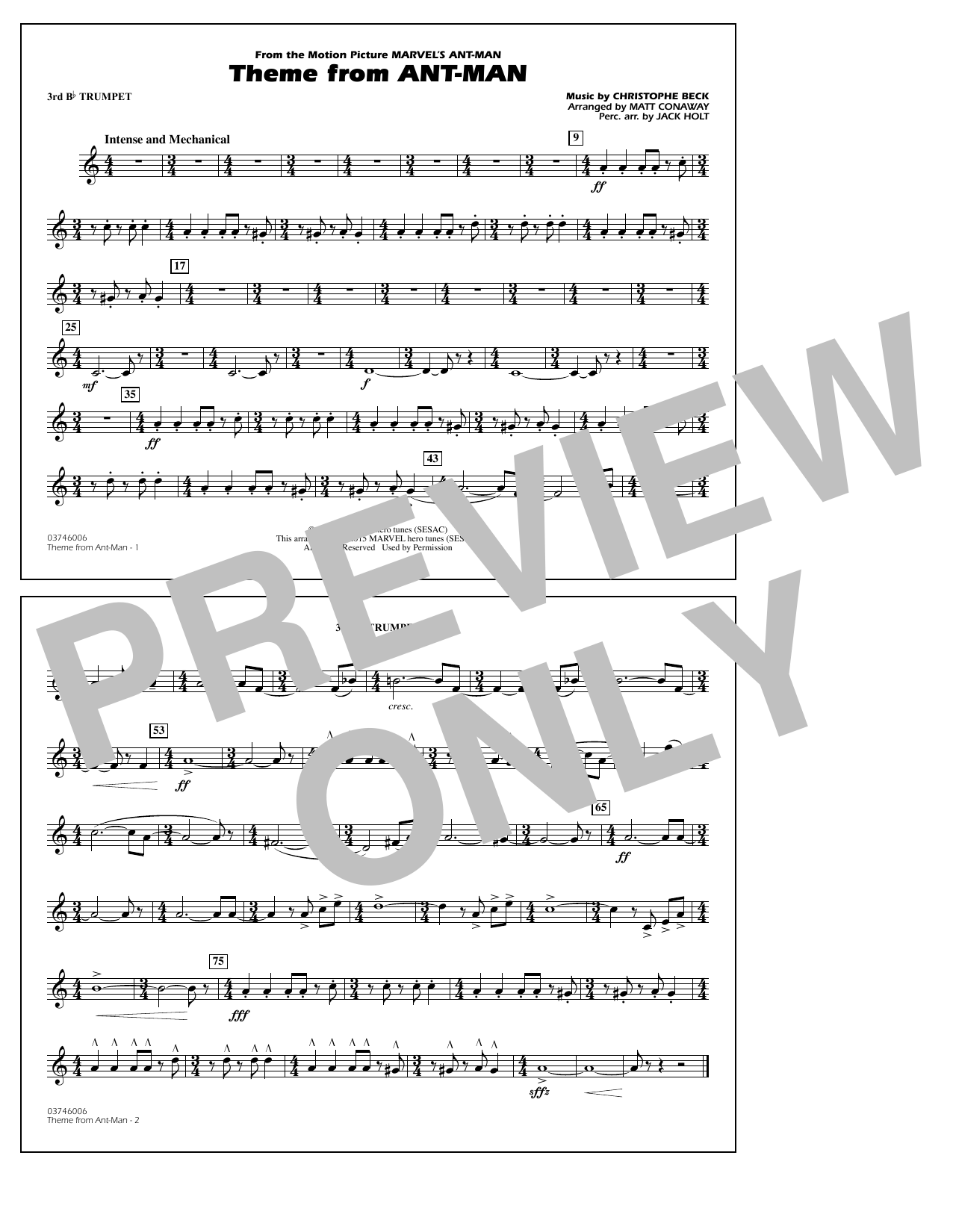 Product picture to: Theme from Ant-Man (Arr. Matt Conaway) - 3rd Bb Trumpet