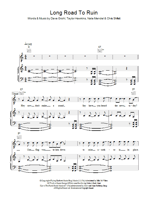Produktgalerie: Seite 1 von 1 Long Road To Ruin, Foo Fighters, Gesang, Gitarre, Klavier