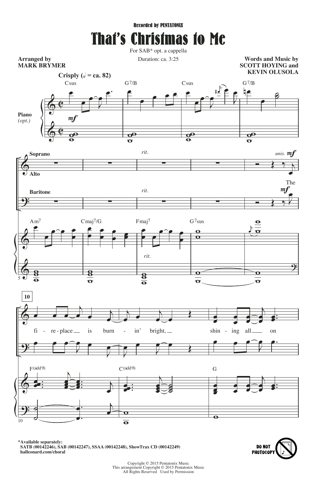 Product picture to: That's Christmas To Me (arr. Mark Brymer)