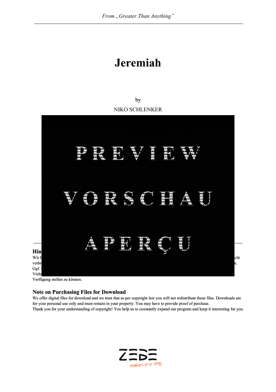 gallery: Jeremiah, , Gemischter Chor SAM/Solo opt. und Klavier