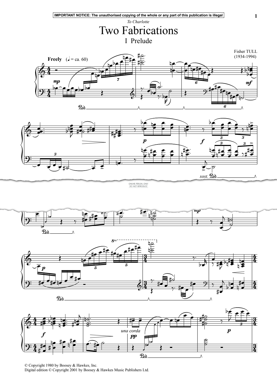 Produktgalerie: Seite 1 von 1 I Prelude from Two Fabrications, Fisher Tull, Klavier