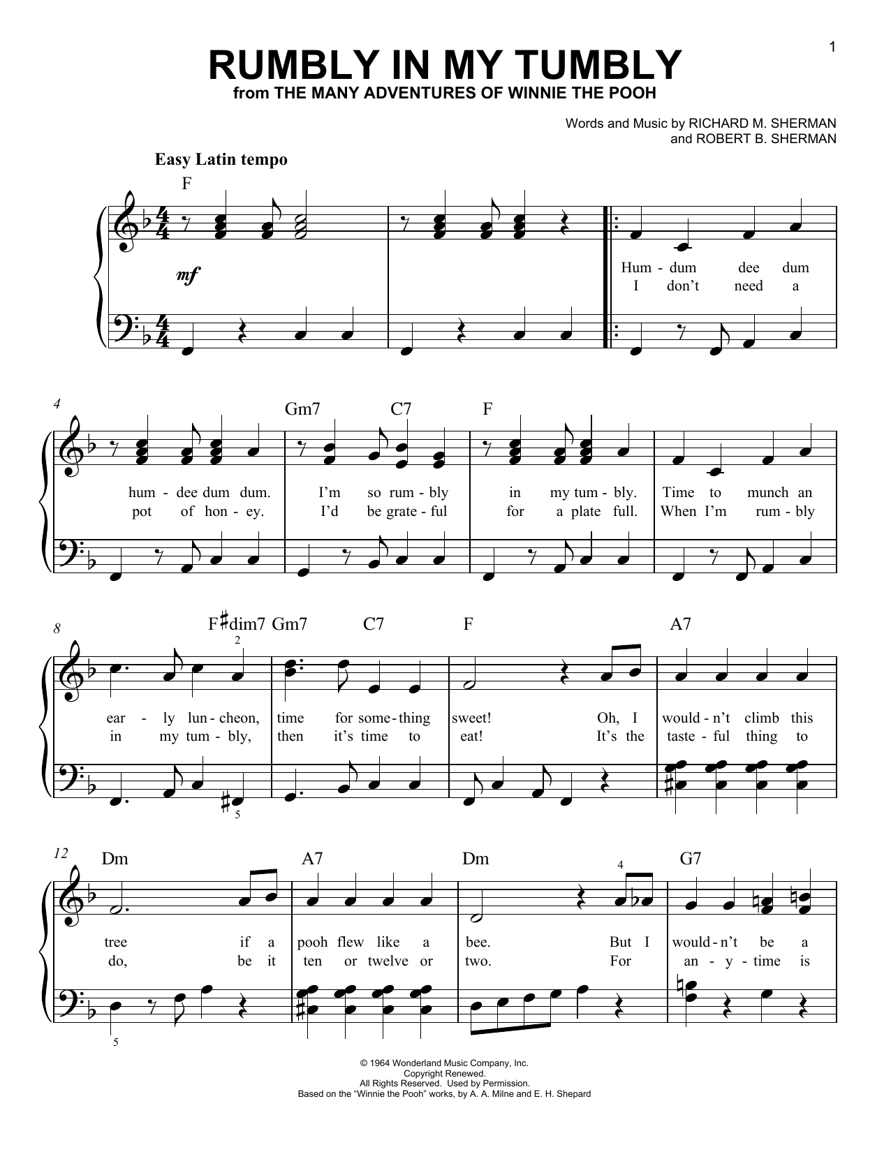 Produktbild zu: Rumbly In My Tumbly (from The Many Adventures of Winnie The Pooh)