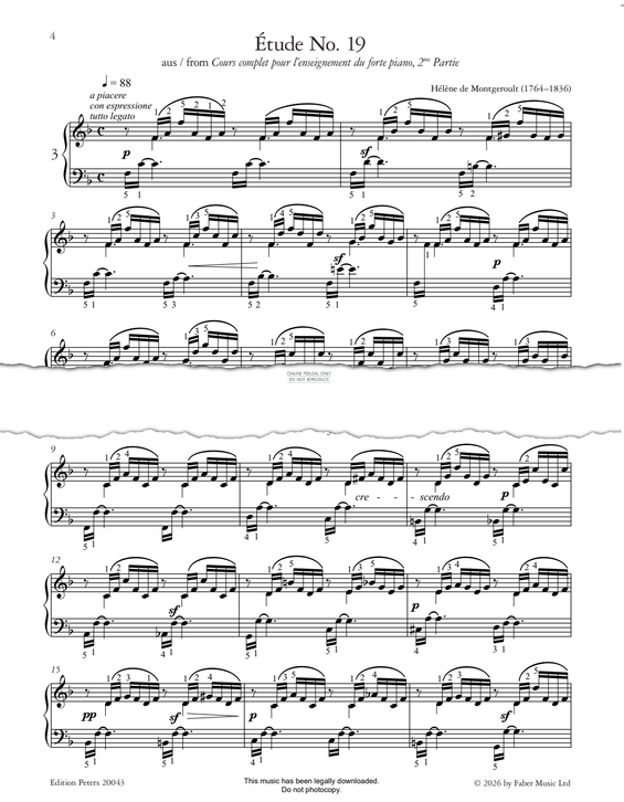 Produktgalerie: Seite 1 von 1 Étude No. 19, Hélène de Montgeroult, Klavier