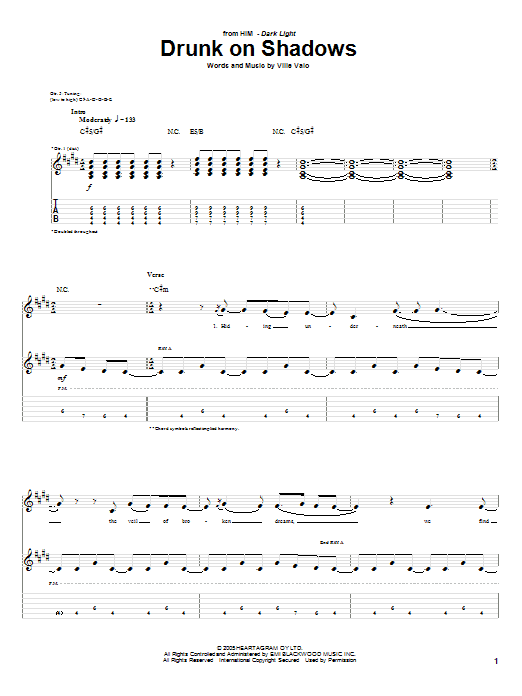 Produktgalerie: Seite 1 von 1 Drunk On Shadows, HIM, Gitarre