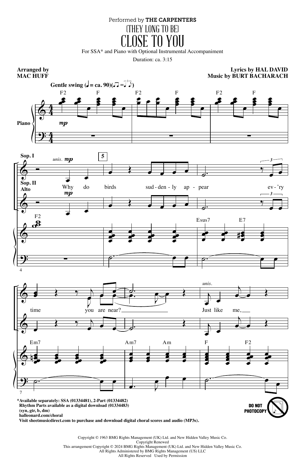 Produktgalerie: Seite 1 von 1 (They Long To Be) Close To You (arr. Mac Huff), The Carpenters, Chor