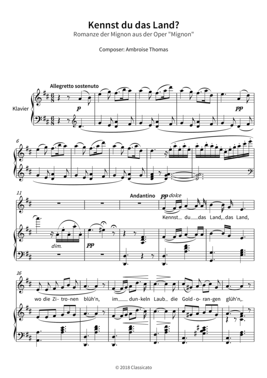 Produktbild zu: Kennst du das Land? - Romanze der Mignon aus der Oper MignonAmbroise Thomas