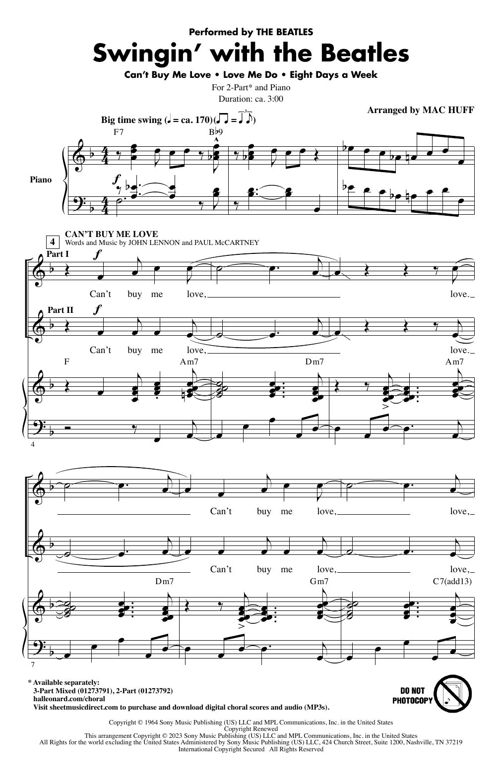 Product picture to: Swingin' With The Beatles (Medley) (arr. Mac Huff)
