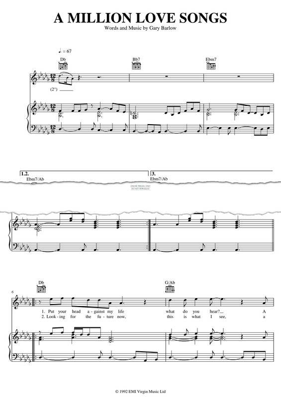 Produktgalerie: Seite 1 von 1 A Million Love Songs, Take That, Gesang, Gitarre, Klavier
