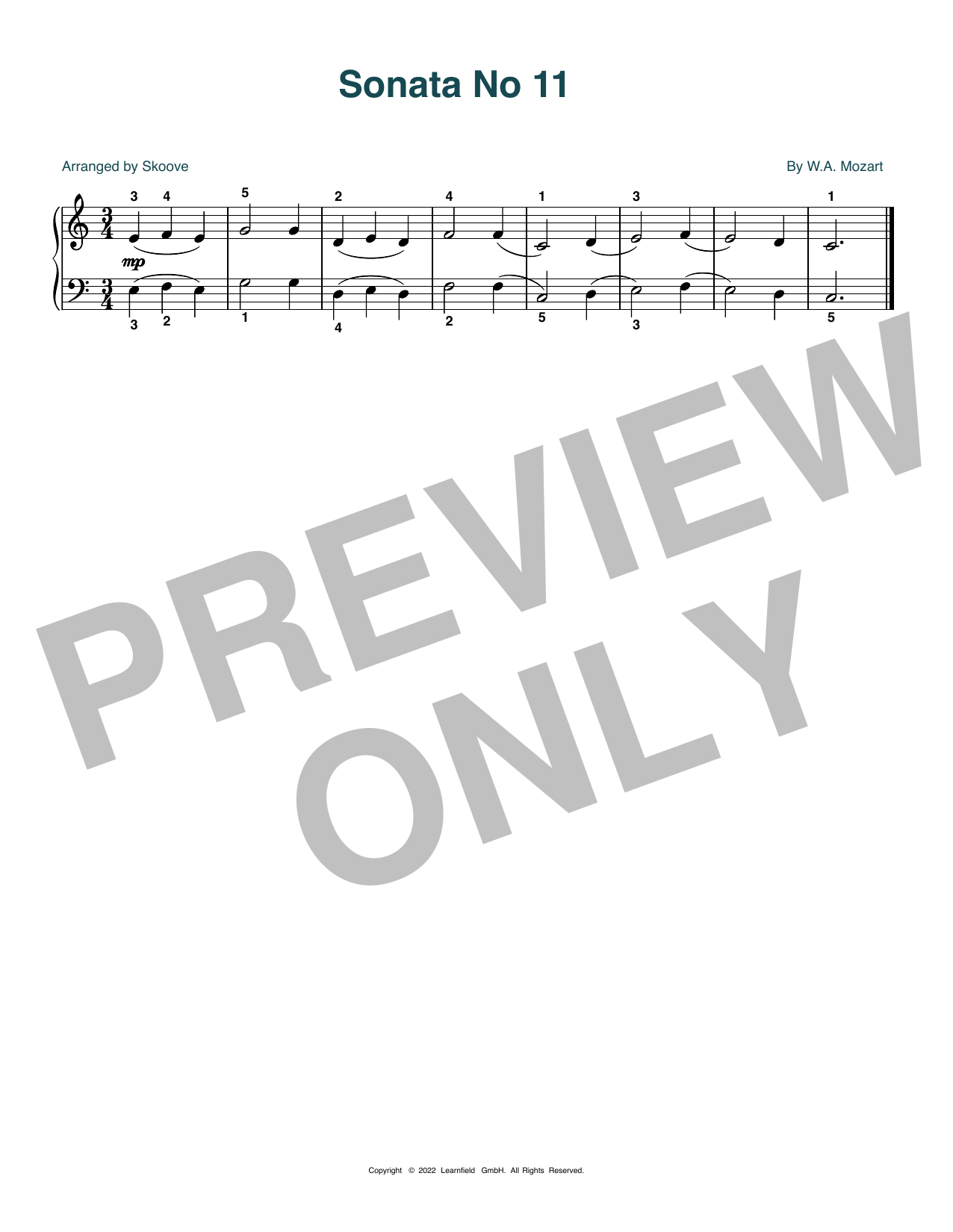 Produktbild zu: Sonata No. 11 (arr. Skoove)