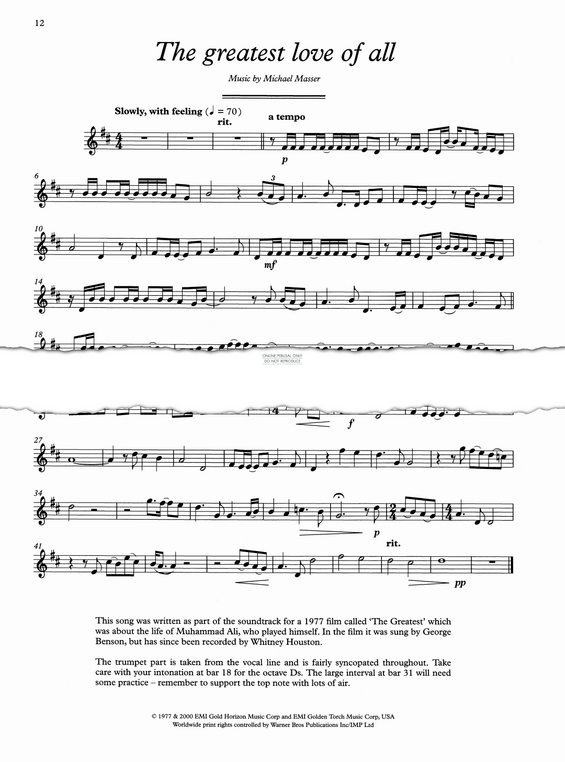 Produktgalerie: Seite 1 von 1 The Greatest Love Of All, , Trompete
