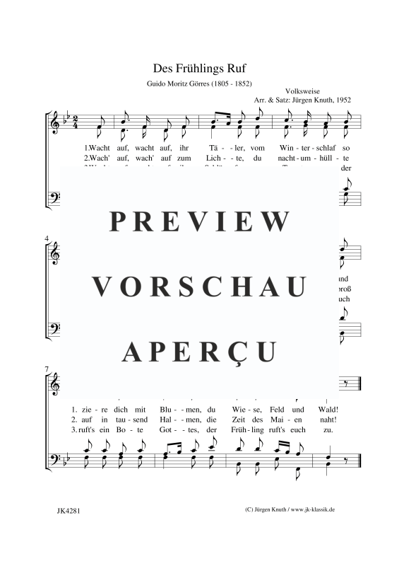 Produktbild zu: Des Frühlings Ruf - Wacht auf ihr Tälerunbekannt