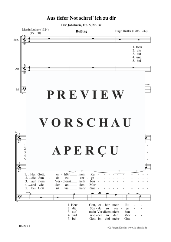 Product gallery: Page 2 of 5 Aus tiefer Not schrei´ ich zu dir (Der Jahrkreis, Op.5, Nr.37), , Mixed Choir 3-Part Sam