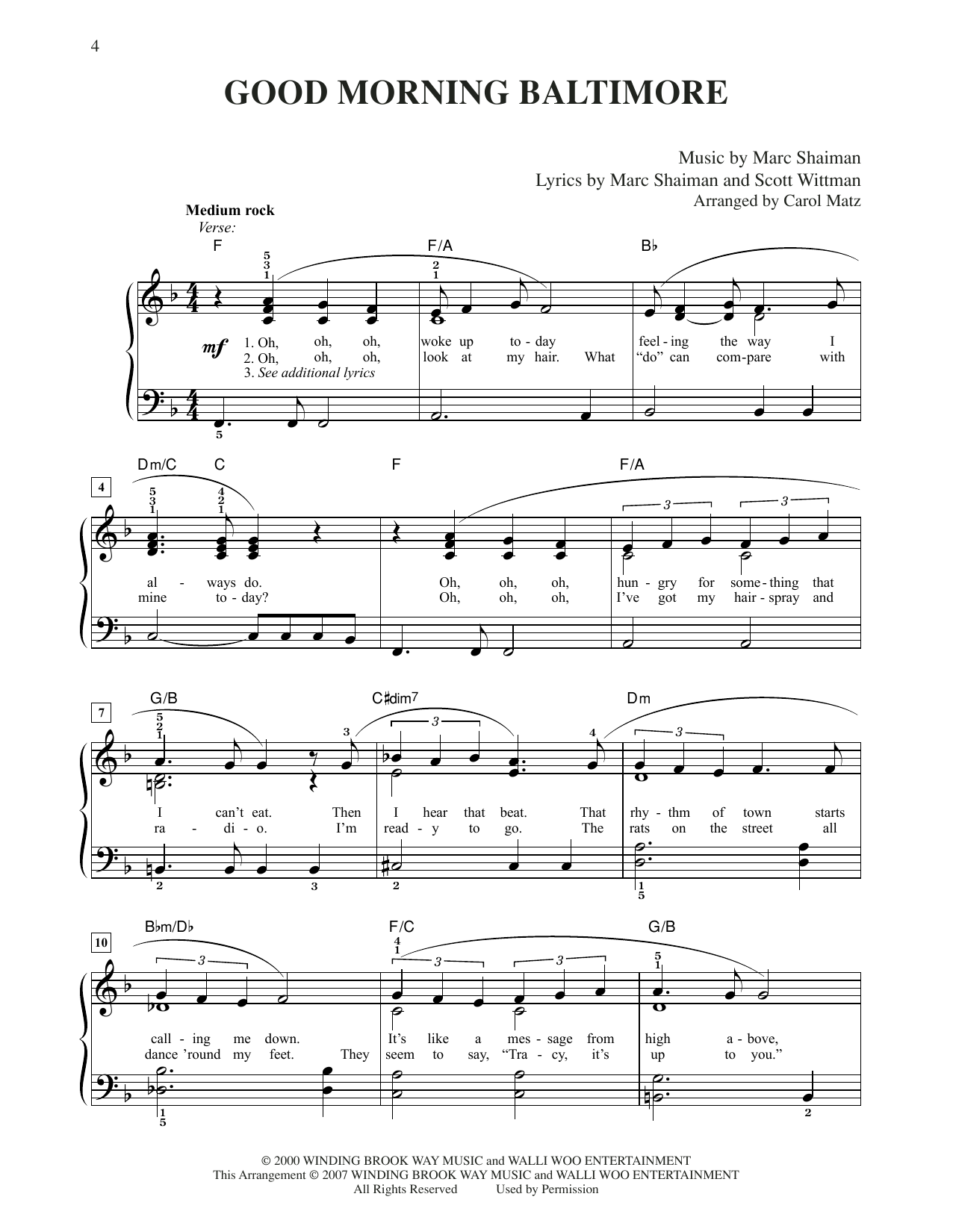 Product picture to: Good Morning Baltimore (from Hairspray) (arr. Carol Matz)