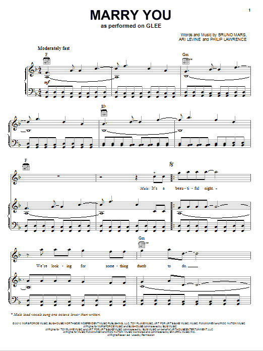 Produktgalerie: Seite 1 von 1 Marry You, Glee Cast, Gesang, Gitarre, Klavier