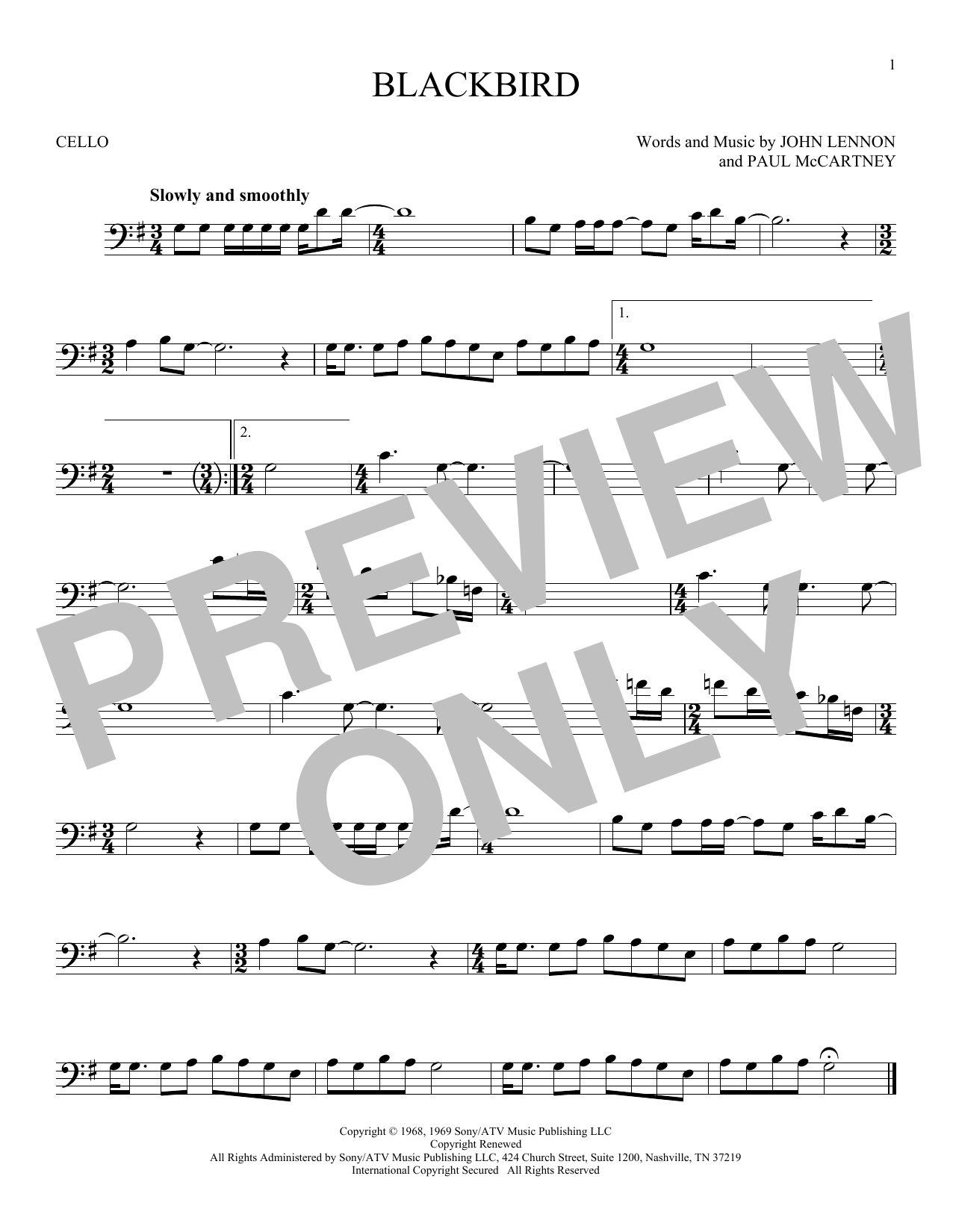 Produktgalerie: Seite 1 von 1 Blackbird, The Beatles, Violoncello