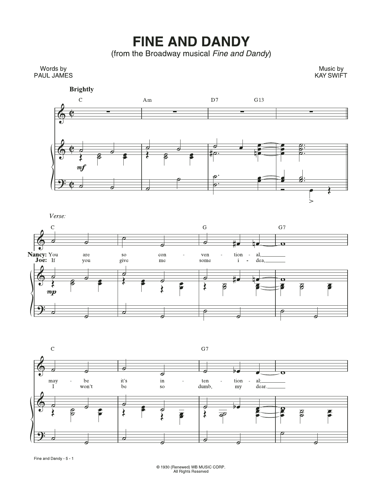 Produktbild zu: Fine And Dandy (from the musical Fine and Dandy)