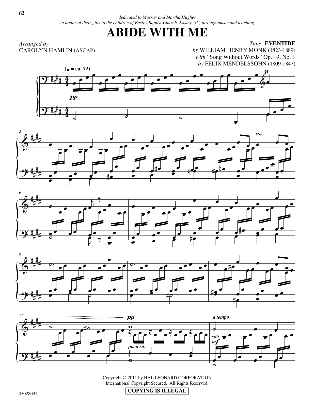 Produktbild zu: Abide With Me (with "Song Without Words")
