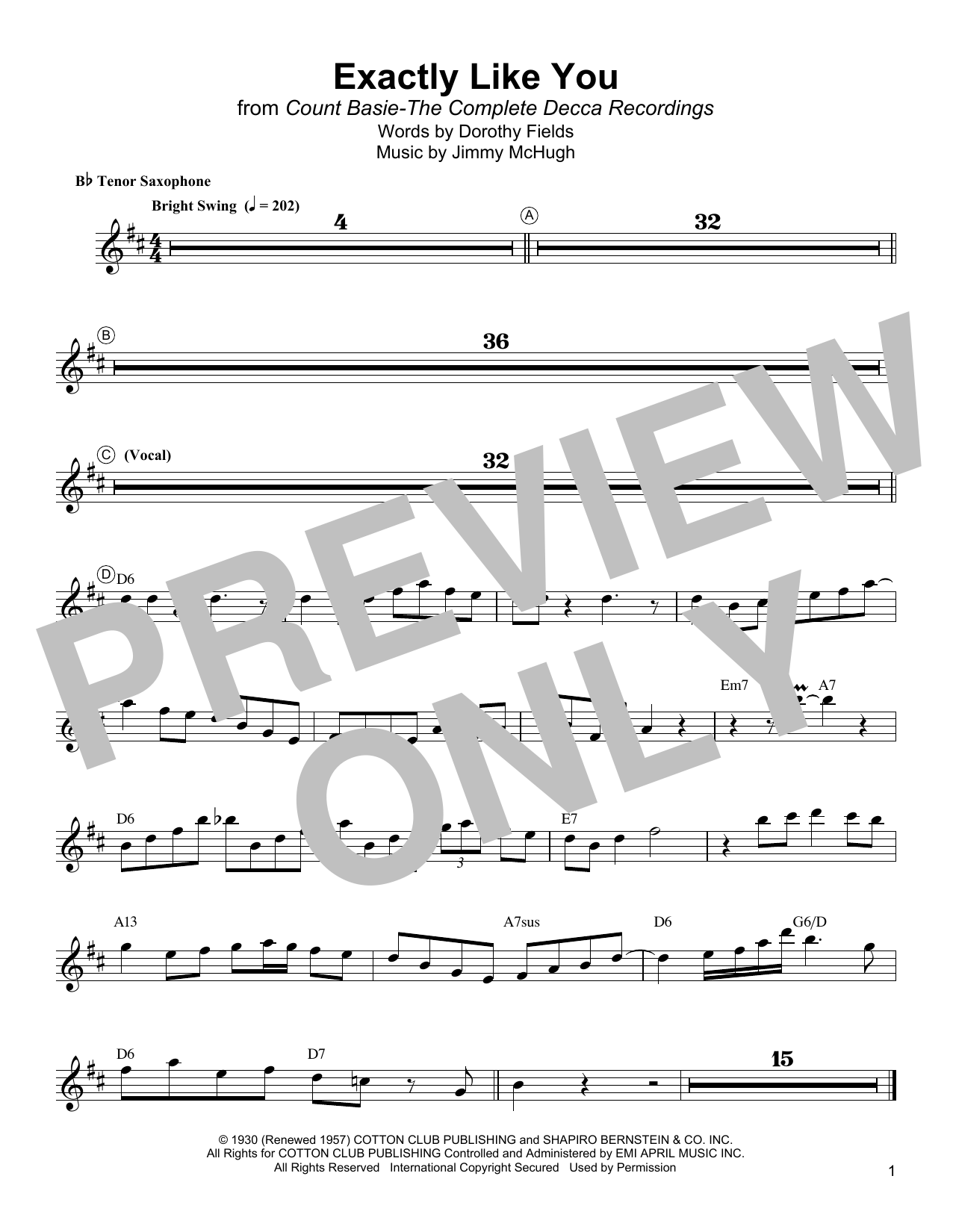 Product gallery: Page 1 of 1 Exactly Like You, Lester Young
