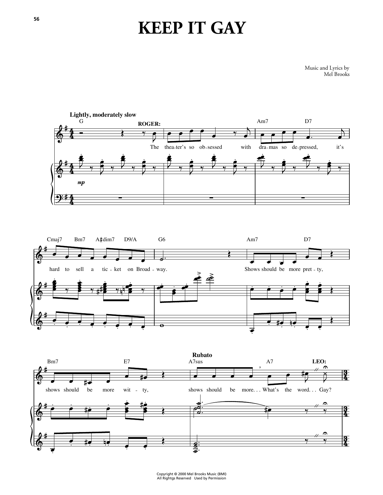 Produktgalerie: Seite 1 von 1 Keep It Gay (from The Producers), Mel Brooks, Gesang, Klavier