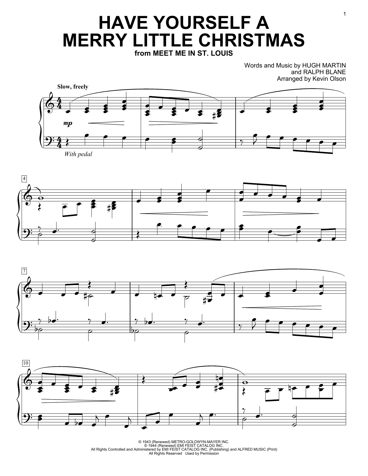 Produktgalerie: Seite 1 von 1 Have Yourself A Merry Little Christmas (arr. Kevin Olson), The Carpenters, Klavier