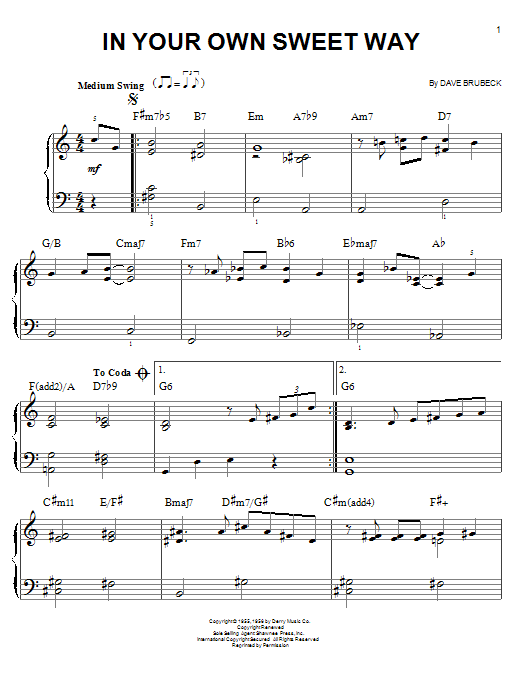 Product picture to:  In Your Own Sweet Way - Dave Brubeck