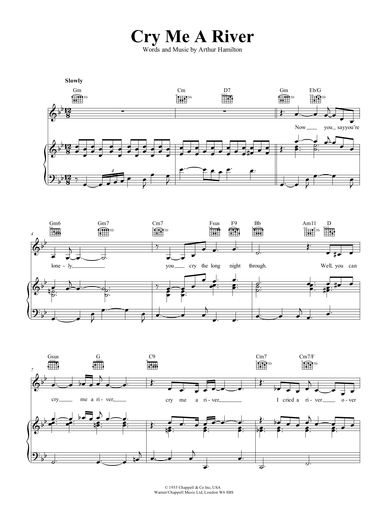 Produktgalerie: Seite 1 von 1 Cry Me A River, Arthur Hamilton, Gesang, Gitarre, Klavier