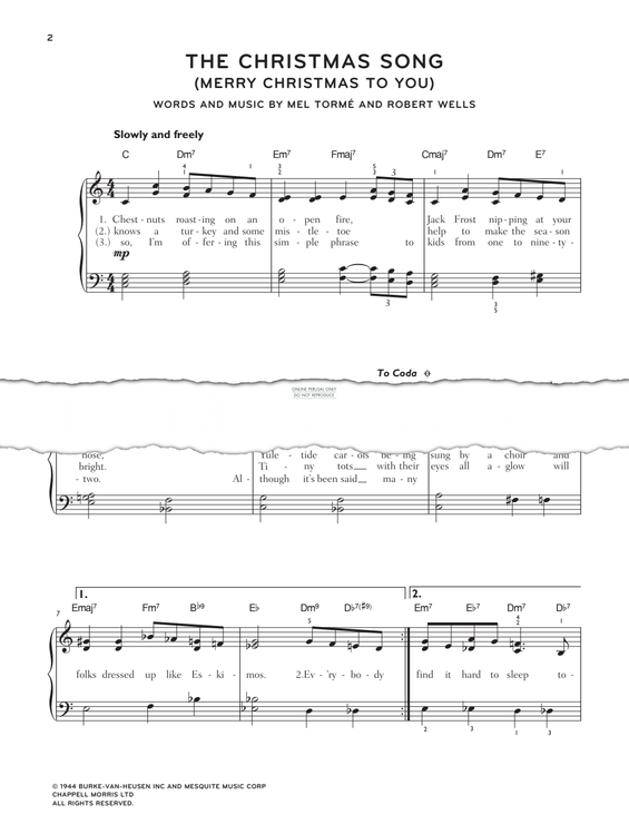 Produktgalerie: Seite 1 von 1 The Christmas Song (Merry Christmas To You) aka Chestnuts Roasting on an Open Fire, Mel Tormé, Klavier