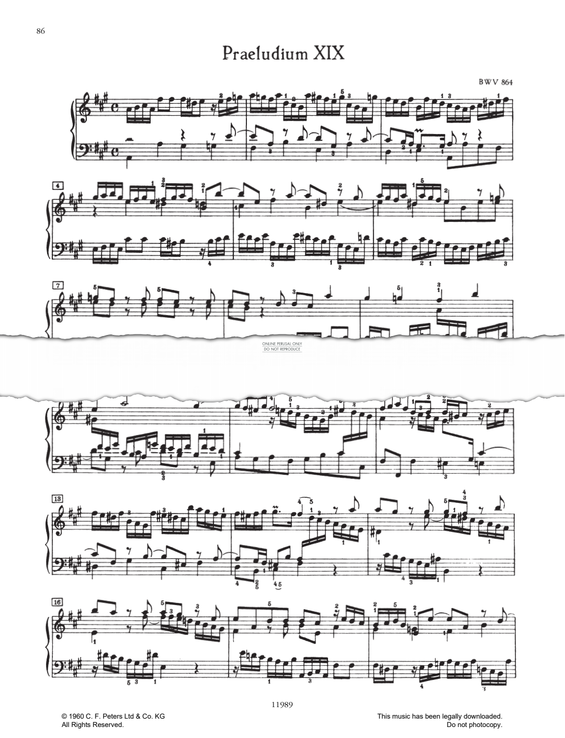 Produktbild zu: Prelude And Fugue No.19 in A major, BWV 864 (from 'The Well-Tempered Klavier Book I')