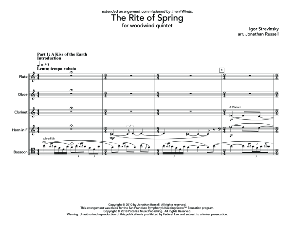 Produktgalerie: Seite 1 von 11 Rite of Spring, The , , (Holzbläser Quintett)