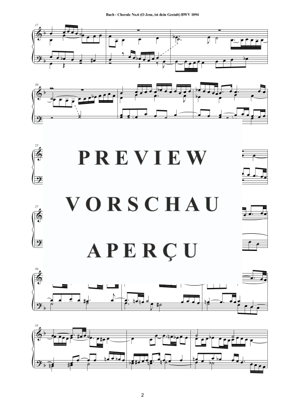 Product gallery: Page 3 of 4 Choral No.6 in G-Moll (O Jesu, ist dein Gestalt) BWV 1094, , Solo Piano