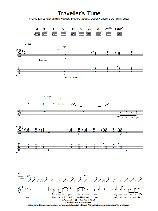 Produktgalerie: Seite 1 von 1 Traveller's Tune, Ocean Colour Scene, Gitarre
