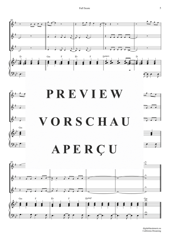 gallery: California Dreamin, Mamas & Papas, (Saxophon Trio AAA(T) + Klavier)