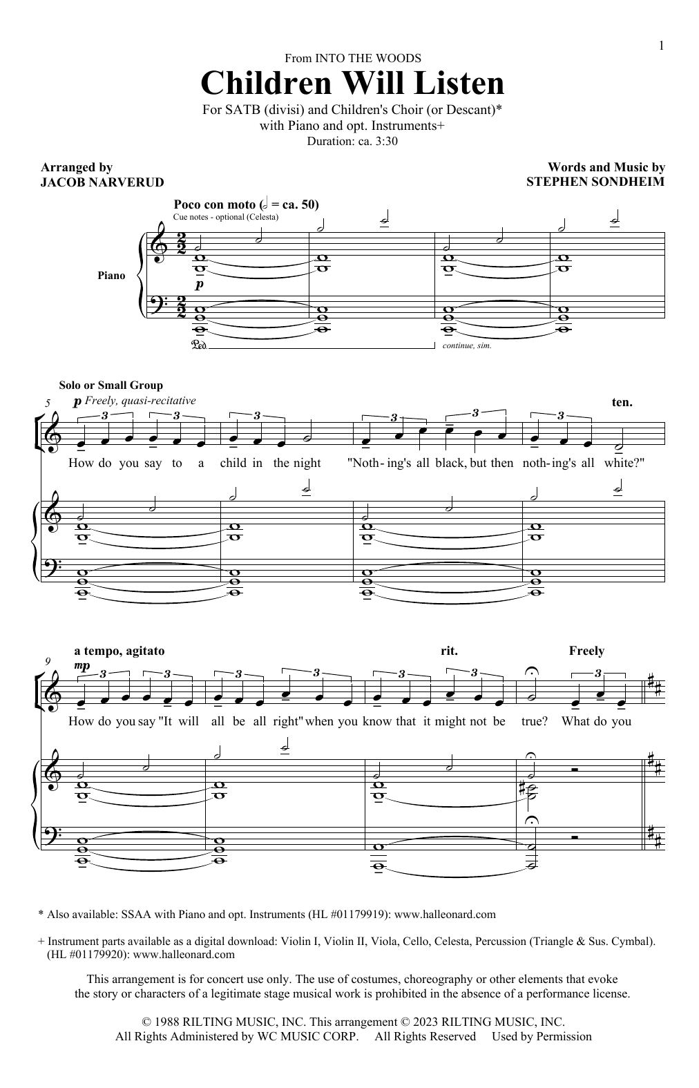 Produktbild zu:  Children Will Listen (from Into The Woods) (arr. Jacob Narverud) - Stephen Sondheim