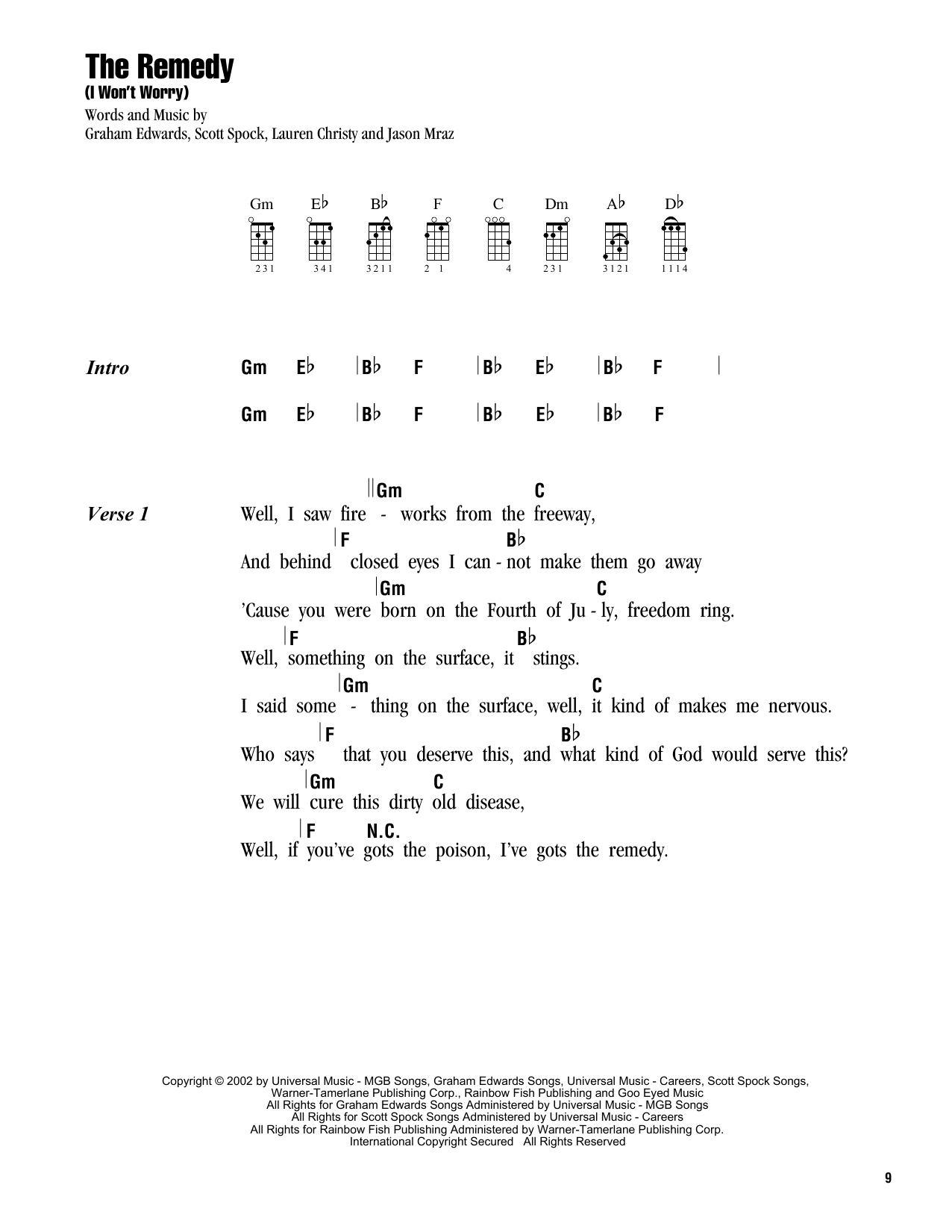 Product gallery: Page 1 of 1 The Remedy (I Won't Worry), Jason Mraz