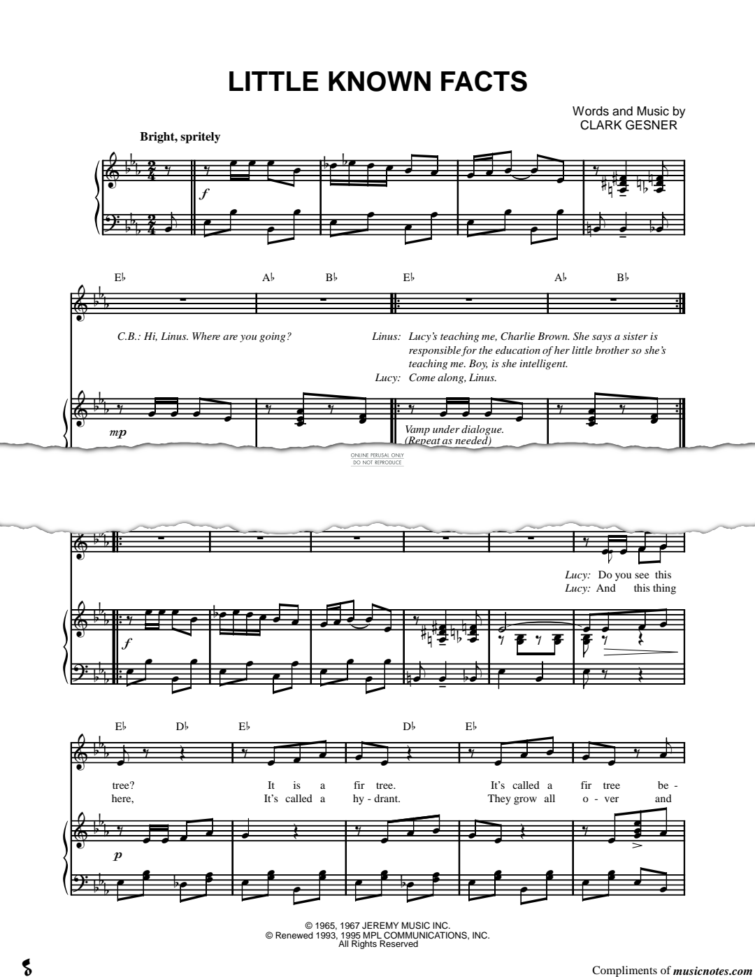 Product gallery: Page 1 of 1 Little Known Facts (from 'You're A Good Man, Charlie Brown'), Clark Gesner