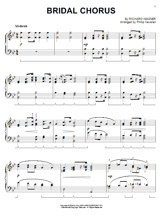 Product gallery: Page 1 of 1 Bridal Chorus (arr. Phillip Keveren), Richard Wagner