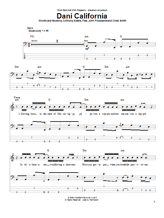 Produktgalerie: Seite 1 von 1 Dani California, Red Hot Chili Peppers, E-Bass