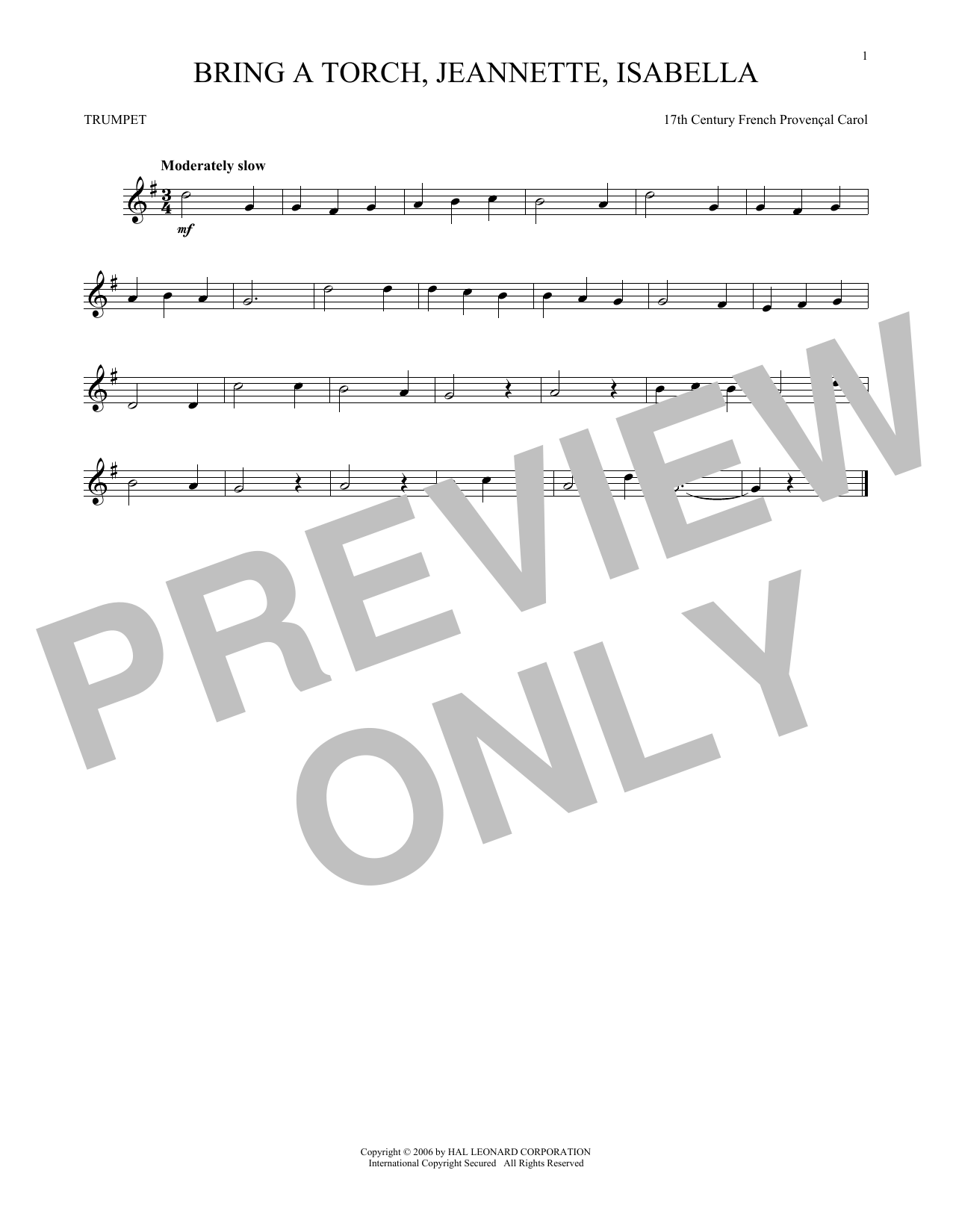 Produktgalerie: Seite 1 von 1 Bring A Torch, Jeannette, Isabella, 17th Century French Carol, Trompete