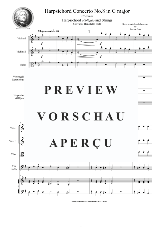 Produktgalerie: Seite 2 von 11 Cembalo Konzert Nr. 8 in G-Dur, , Cembalo und Streichorchester